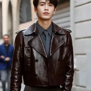 Zhang Linghe Gucci Cruise 2026 Brown Leather Jacket
