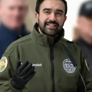 Alternative view of Zohran Mamdani Green Jacket