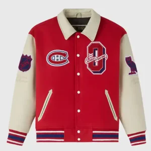 ovo montreal canadiens red varsity jacket