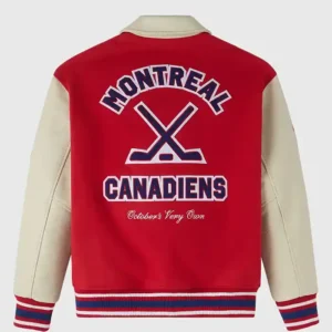 ovo montreal canadiens red varsity jacket Back