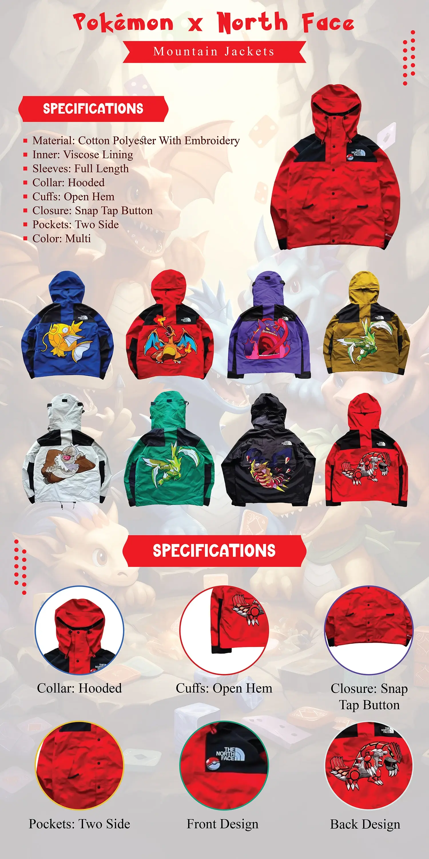 pokémon x north face mountain jackets infographic