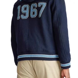 polo ralph lauren navy hooded toggle letterman jacket