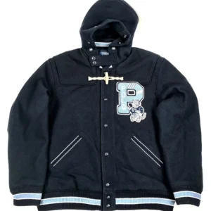 polo ralph lauren navy hooded toggle letterman jacket