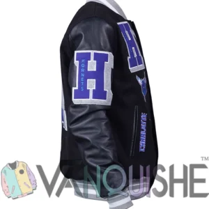 Charlotte Hornets Black Letterman Wool Varsity Jacket Side Look