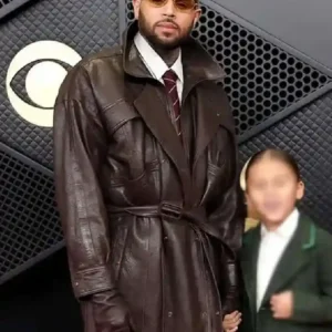Chris Brown Grammy Awards Leather Coat