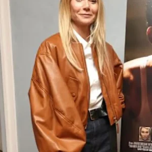 Gwyneth Paltrow Brown Oversized Bomber Jacket
