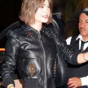 LA Emilia Jones Bomber Leather Jacket