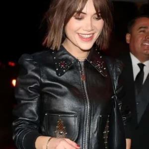 LA Emilia Jones Bomber Leather Jacket