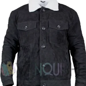 Love Life Augie Black Suede Sherpa Trucker Jacket