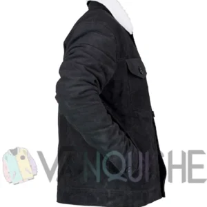 Love Life Augie Black Suede Sherpa Trucker Jacket