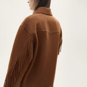 Mango Fringe Brown Jacket