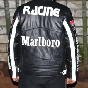 Marlboro Leather Motorcycle Racing Black Jacket