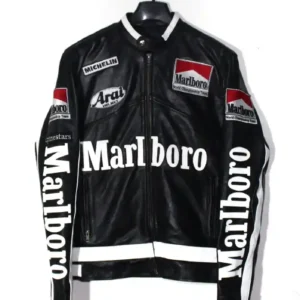 Marlboro Leather Motorcycle Racing Black Jacket