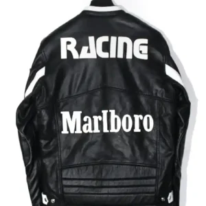 Marlboro Leather Motorcycle Racing Black Jacket