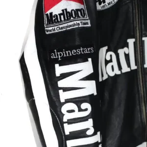 Marlboro Leather Motorcycle Racing Black Jacket