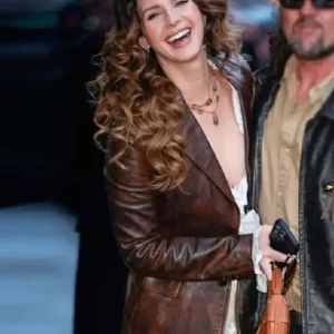 NYC 2026 Lana Del Rey Brown Leather Blazer