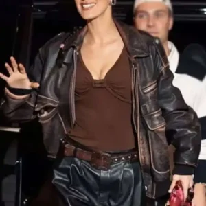 NYC Bella Hadid Brown Leather Jacket