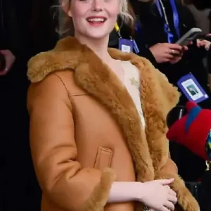NYC Elle Fanning Shearling Jacket