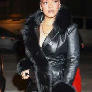 NYC Rihanna Black Leather Coat