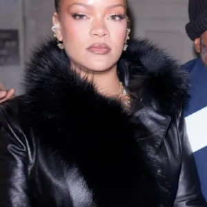NYC Rihanna Black Leather Coat