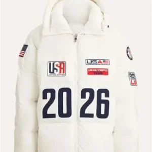 Olympics 2026 Team USA White Puffer Jacket