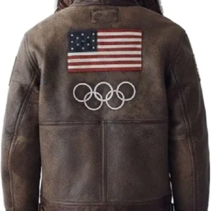 Olympics Team USA Brown Leather Jacket
