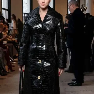 PFW Lili Reinhart Leather Coat