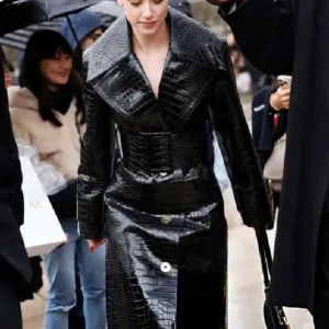PFW Lili Reinhart Leather Coat