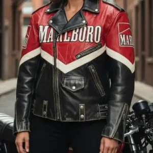 Red Black Vintage 1980s Marlboro Biker Jacket