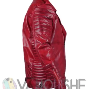 Red Real Leather Biker Style Jacket For Men
