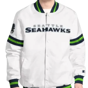Seattle Seahawks Scout Varsity Satin Jacket Front Look