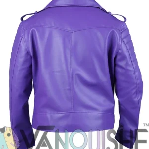 Shop Jalen Hurts Purple Leather Jacket Back