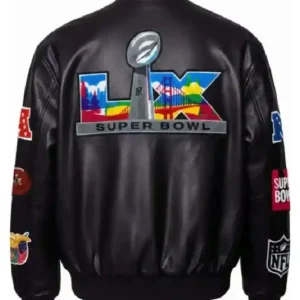 Super Bowl 2026 Black Leather Jacket