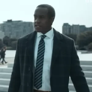 The Night Agent S03 Albert Jones Black Checkered Coat