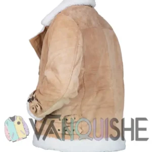Womens White Shearling Brown Suede Biker Jacket