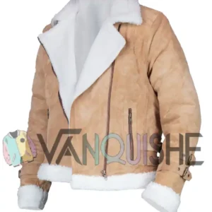 Womens White Shearling Brown Suede Biker Jacket