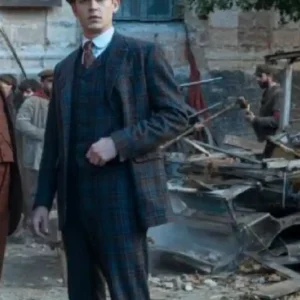 Young Sherlock Hero Fiennes Tiffin Checkered Blazer