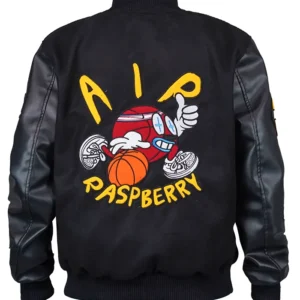 air raspberry varsity jacket