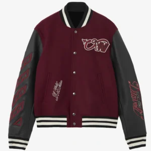 AC Milan x Off White Bordeaux Varsity Jacket