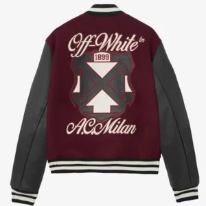 AC Milan x Off White Bordeaux Varsity Jacket for Men and Women