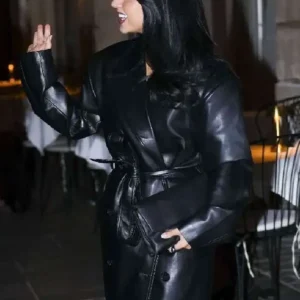 Becky G Leather Trench Coat On Sale
