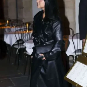 Becky G Leather Trench Coat Side Look