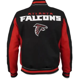 Black and Red Atlanta Falcons Bomber Jacket Back