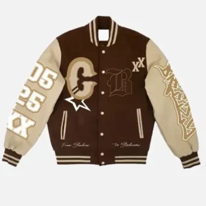 Breezy Bowl XX Brown Varsity Jacket Front