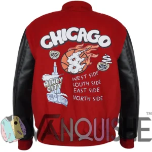 CHI Windy City Red and Black Varsity Jacket Back