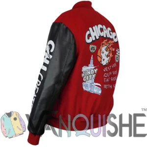 CHI Windy City Red and Black Varsity Jacket Back Look