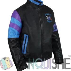 Charlotte Hornets Vintage Leather Zipper Jacket Side Look