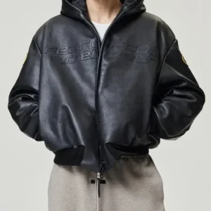 Fear of God Vanson Essentials Leather Hooded Bomber Jacket