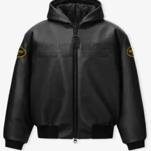 Fear of God Vanson Essentials Leather Hooded Bomber Jacket For Men and Women