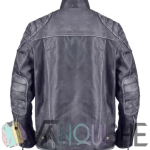 Full Grain Buffalo Grey Leather Jacket Back Look
